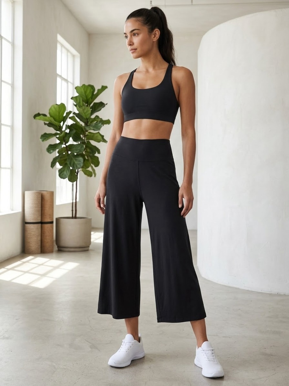 Athleta SEASOFT Wide-Leg High-Rise Cropped Pants